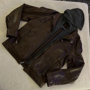 Guess Brown Leather Jacket (Size Small)